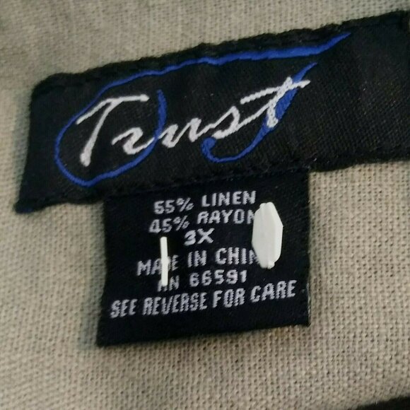 Trust Mens Short Sleeve Linen Blend Button-Down Shirt 3X Casual Relaxed Fit - Picture 7 of 8